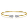 14K Yellow Gold Bujukan Bead Cuff Bracelet with Diamond Pave Teardrops - 0.3 ct