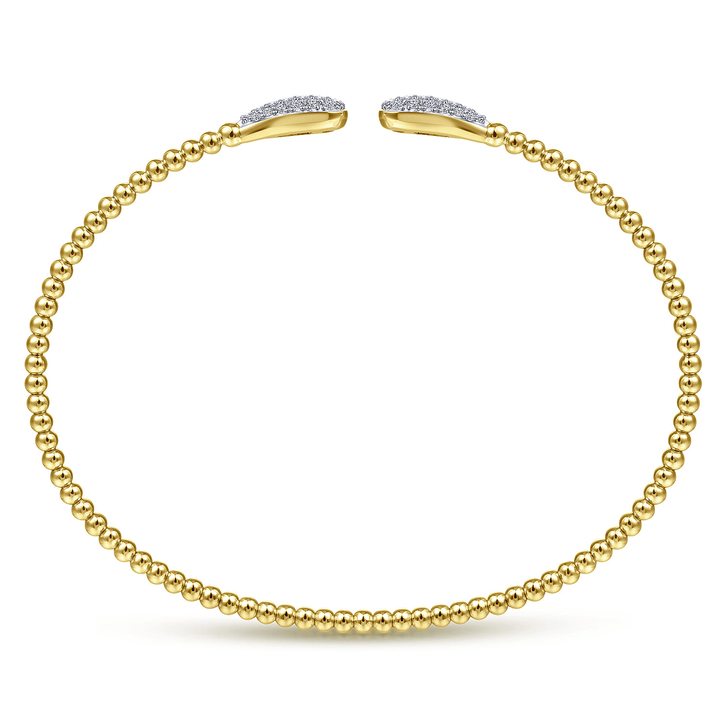 14K Yellow Gold Bujukan Bead Cuff Bracelet with Diamond Pave Teardrops - 0.3 ct - Shot 3