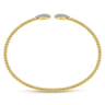14K Yellow Gold Bujukan Bead Cuff Bracelet with Diamond Pave Teardrops - 0.3 ct