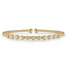 14K Yellow Gold Bujukan Bead Cuff Bracelet with Diamond Stations - 0.33 ct