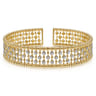 14K Yellow Gold Bujukan Bead Cuff Bracelet with Diamond Stations - 0.75 ct