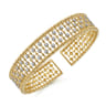 14K Yellow Gold Bujukan Bead Cuff Bracelet with Diamond Stations - 0.75 ct