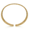 14K Yellow Gold Bujukan Bead Cuff Bracelet with Diamond Stations - 0.75 ct