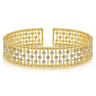 14K Yellow Gold Bujukan Bead Cuff Bracelet with Diamond Stations - 0.75 ct