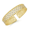 14K Yellow Gold Bujukan Bead Cuff Bracelet with Diamond Stations - 0.75 ct