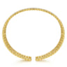 14K Yellow Gold Bujukan Bead Cuff Bracelet with Diamond Stations - 0.75 ct
