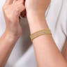 14K Yellow Gold Bujukan Bead Cuff Bracelet with Diamond Stations - 0.75 ct