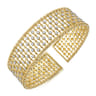 14K Yellow Gold Bujukan Bead Cuff Bracelet with Diamond Stations - 1.2 ct