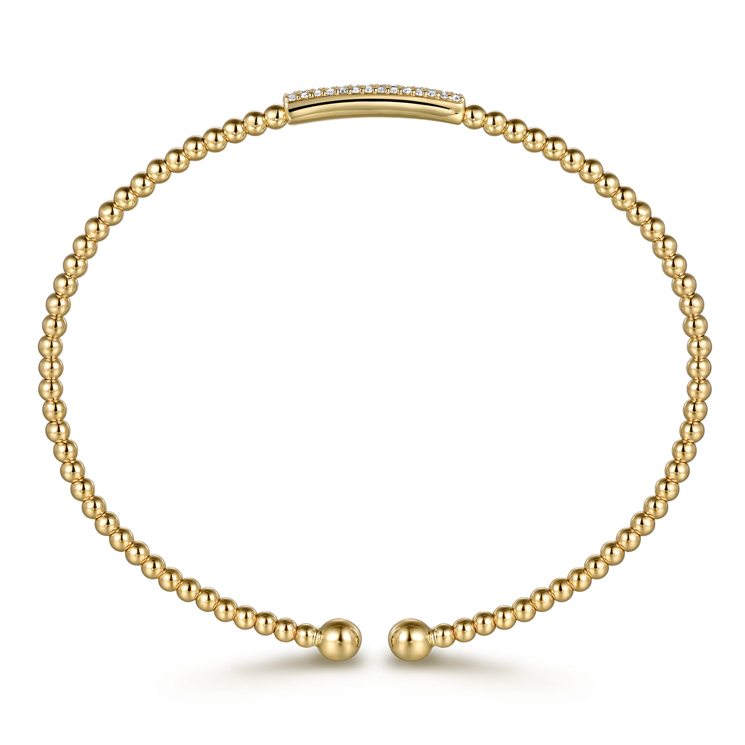 14K Yellow Gold Bujukan Bead Cuff Bracelet with Diamonds - 0.14 ct - Shot 3