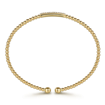 14K Yellow Gold Bujukan Bead Cuff Bracelet with Diamonds