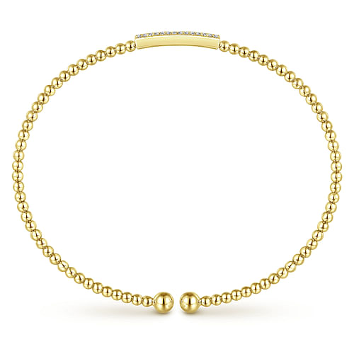 14K Yellow Gold Bujukan Bead Cuff Bracelet with Diamonds - 0.14 ct - Shot 3