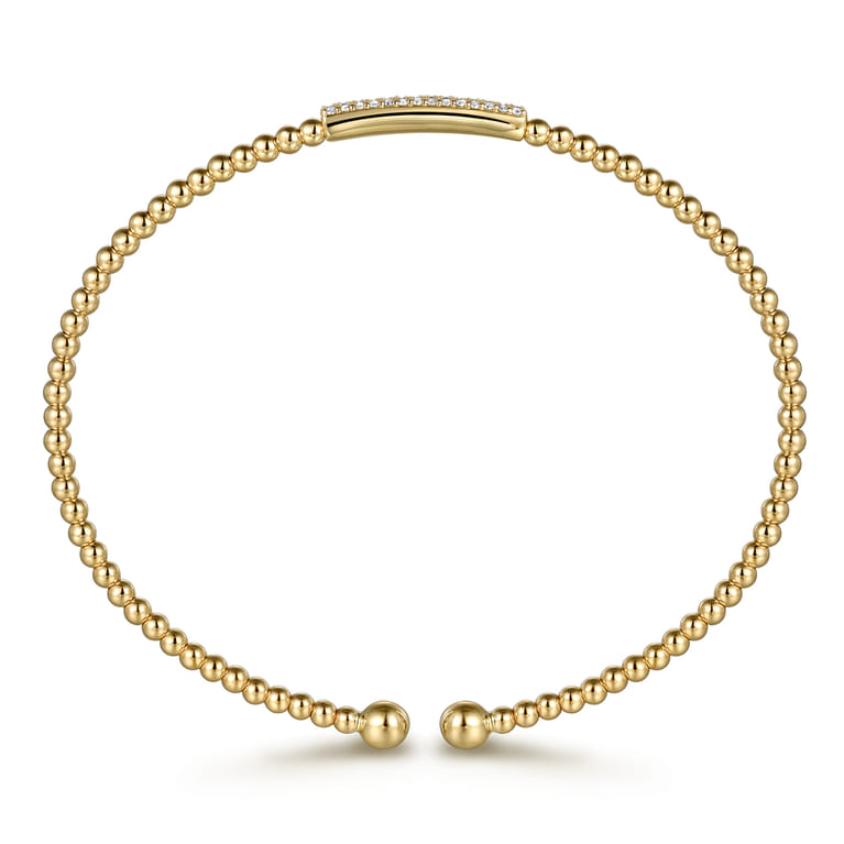 14K Yellow Gold Bujukan Bead Cuff Bracelet with Diamonds - 0.14 ct - Shot 3