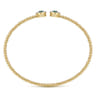 14K Yellow Gold Bujukan Bead Cuff Bracelet with Emerald and Diamond Halo Caps - 0.16 ct