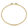 14K Yellow Gold Bujukan Bead Cuff Bracelet with Emerald and Diamond Halo Caps - 0.16 ct