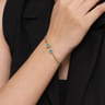 14K Yellow Gold Bujukan Bead Cuff Bracelet with Emerald and Diamond Halo Caps - 0.16 ct