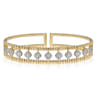 14K Yellow Gold Bujukan Bead Cuff Bracelet with Pave Diamond Connectors - 0.75 ct