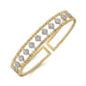 14K Yellow Gold Bujukan Bead Cuff Bracelet with Pave Diamond Connectors - 0.75 ct