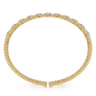 14K Yellow Gold Bujukan Bead Cuff Bracelet with Pave Diamond Connectors - 0.75 ct