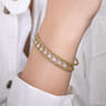 14K Yellow Gold Bujukan Bead Cuff Bracelet with Pave Diamond Connectors - 0.75 ct