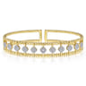 14K Yellow Gold Bujukan Bead Cuff Bracelet with Pave Diamond Connectors - 0.85 ct
