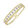 14K Yellow Gold Bujukan Bead Cuff Bracelet with Pave Diamond Connectors - 0.85 ct