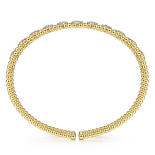 14K Yellow Gold Bujukan Bead Cuff Bracelet with Pave Diamond Connectors - 0.85 ct - Shot 3