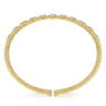14K Yellow Gold Bujukan Bead Cuff Bracelet with Pave Diamond Connectors - 0.85 ct