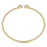 14K Yellow Gold Bujukan Bead Cuff Bracelet with Ruby and Diamond Halo Caps - 0.16 ct