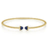 14K Yellow Gold Bujukan Bead Cuff Bracelet with Sapphire Pave Caps