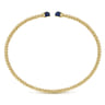 14K Yellow Gold Bujukan Bead Cuff Bracelet with Sapphire Pave Caps