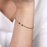14K Yellow Gold Bujukan Bead Cuff Bracelet with Sapphire Pave Caps