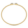 14K Yellow Gold Bujukan Bead Cuff Bracelet with Sapphire and Diamond Halo Caps - 0.16 ct