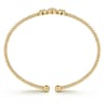 14K Yellow Gold Bujukan Bead Cuff Bracelet with Three Pav¿ª Diamond Stations - 0.32 ct