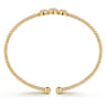 14K Yellow Gold Bujukan Bead Cuff Bracelet with Three Pave Diamond Stations - 0.32 ct