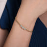 14K Yellow Gold Bujukan Bead Cuff Bracelet with Three Pave Diamond Stations - 0.32 ct