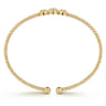 14K Yellow Gold Bujukan Bead Cuff Bracelet with Three Pave Diamond Stations - 0.32 ct