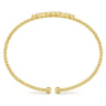 14K Yellow Gold Bujukan Bead Cuff Bracelet with Three Quatrefoil Diamond Stations - 0.6 ct