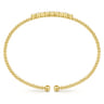 14K Yellow Gold Bujukan Bead Cuff Bracelet with Three Quatrefoil Diamond Stations - 0.6 ct