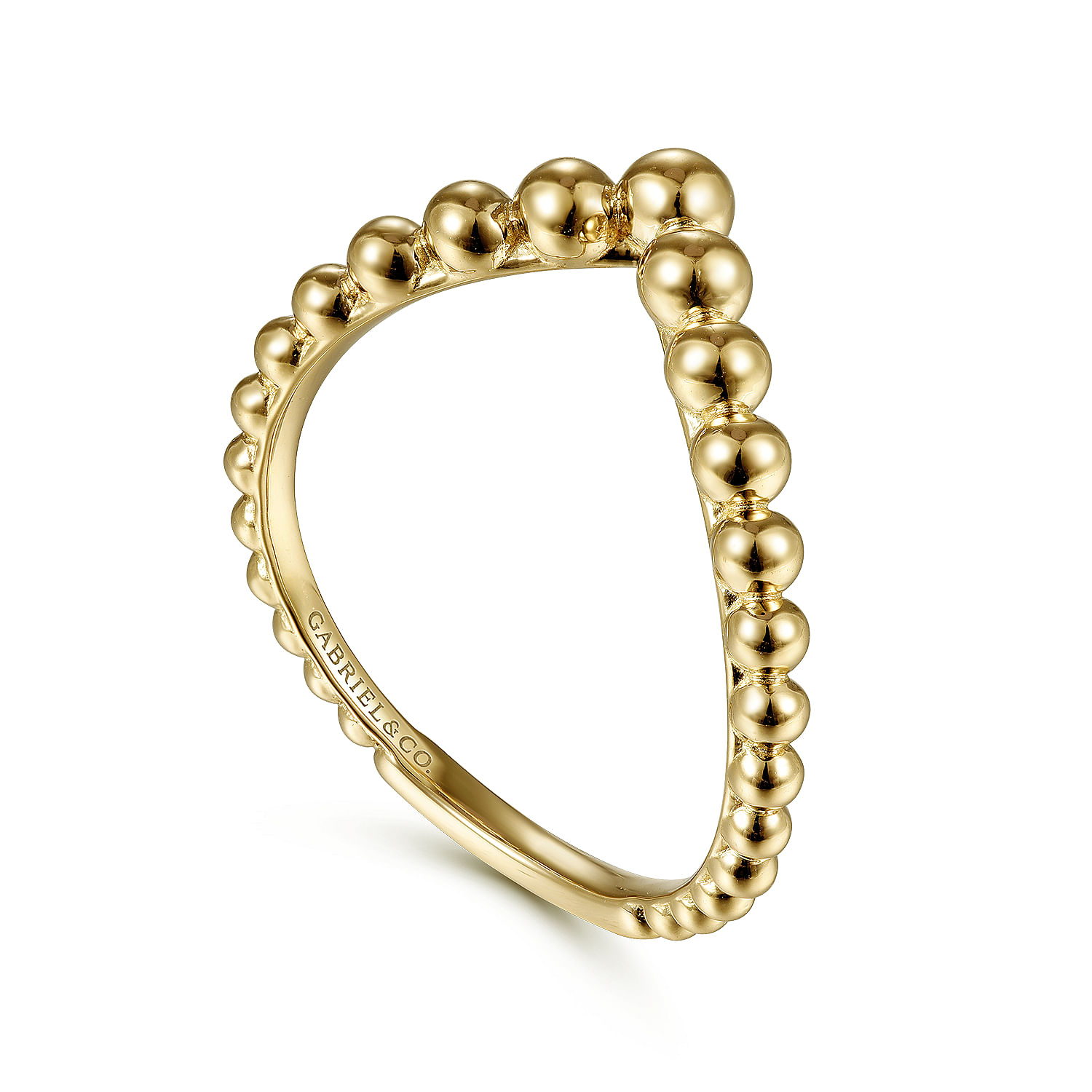 14K Yellow Gold Bujukan Bead Curved Ring