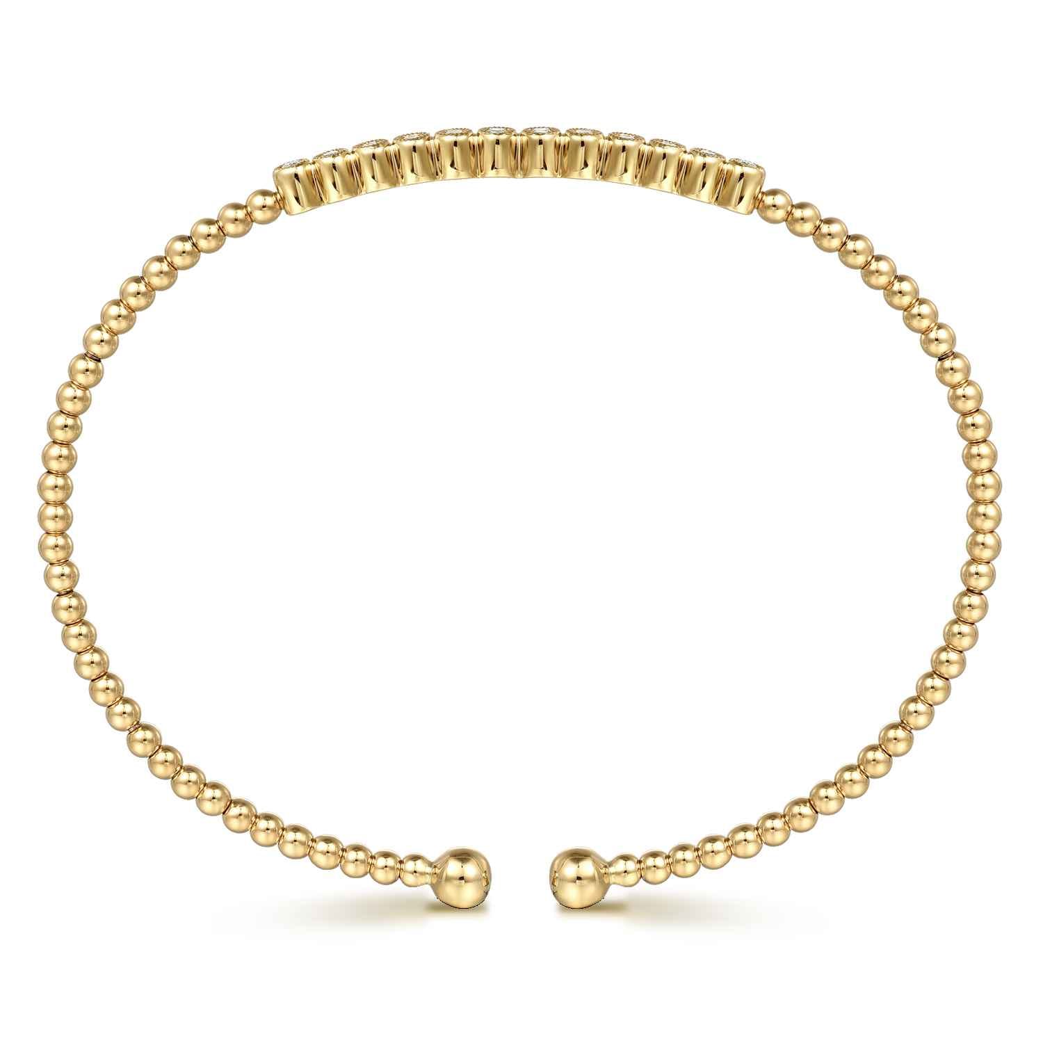 14K Yellow Gold Bujukan Bead Diamond Bangle - 0.14 ct - Shot 3