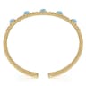 14K Yellow Gold Bujukan Bead Diamond and Blue Topaz Cuff Bracelet - 0.57 ct