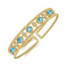 14K Yellow Gold Bujukan Bead Diamond and Blue Topaz Cuff Bracelet - 0.6 ct
