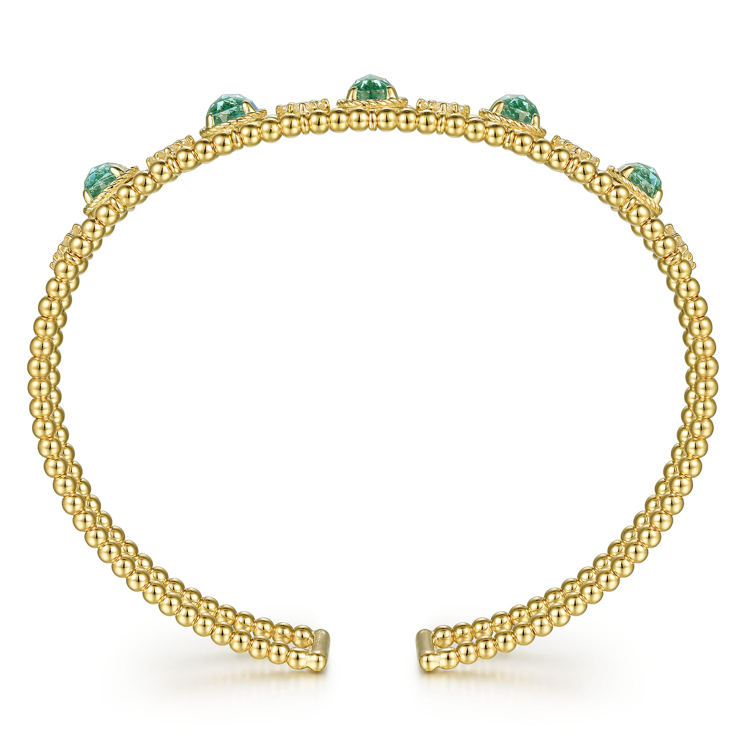 14K Yellow Gold Bujukan Bead Diamond and Blue Topaz Cuff Bracelet - 0.6 ct - Shot 3
