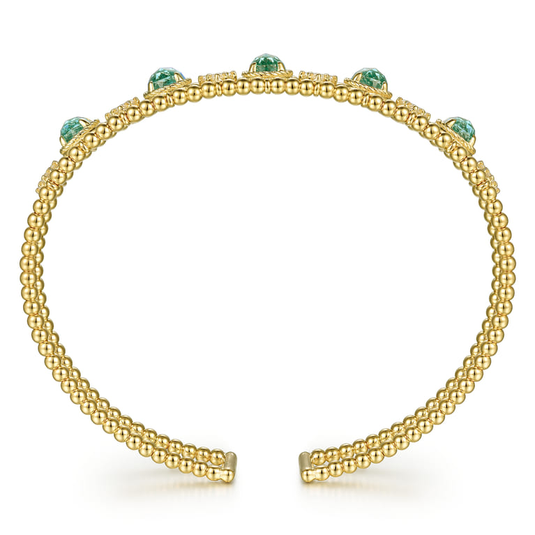 14K Yellow Gold Bujukan Bead Diamond and Blue Topaz Cuff Bracelet - 0.6 ct - Shot 3