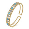 14K Yellow Gold Bujukan Bead Diamond and Blue Topaz Cuff Bracelet - 0.6 ct