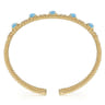 14K Yellow Gold Bujukan Bead Diamond and Blue Topaz Cuff Bracelet - 0.6 ct