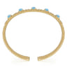 14K Yellow Gold Bujukan Bead Diamond and Blue Topaz Cuff Bracelet - 0.57 ct