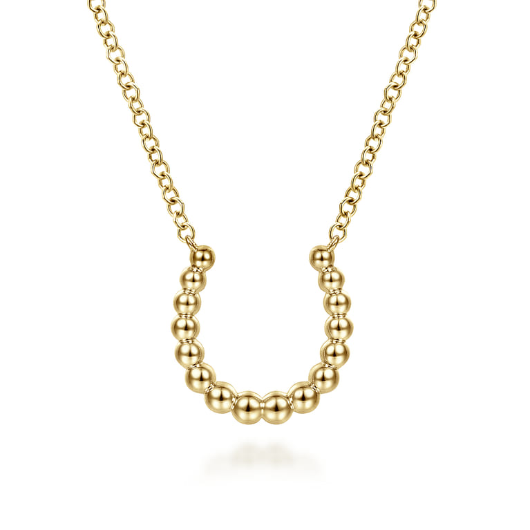 14K Yellow Gold Bujukan Bead Horseshoe Necklace - Shot 1