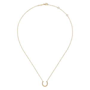 14K Yellow Gold Bujukan Bead Horseshoe Necklace