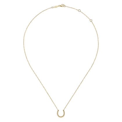 14K Yellow Gold Bujukan Bead Horseshoe Necklace